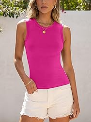 ANRABESS Womens High Neck Tank Tops Stretchy