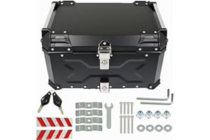 labwork 65L Motorcycle Top Case Tail Box with Mounting Plate Hard Aluminum Alloy Watertightness Security Lock Against Theft B