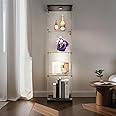 Shengrunner Frameless Glass Display Cabinet, Curio Cabinet Display Case with LED Lights and Lock, Quick-Install Floor Standing Showcase Display Shelf for Collectibles, Legos, Figures, Plants