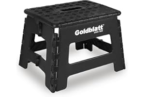 Goldblatt 8.5" Folding Step Stool for Adults and Kids, Lightweight Heavy-Duty Plastic Portable Foldable Stool with Non-Slip Top and Anti-Skid Feet, 300 lbs Capacity, Kitchen & Bathroom, Black