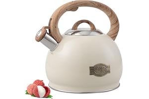 HAUCE RADIO Tea Kettle Stovetop,2.7QT Stainless Steel Whistling Teapot for Stove Top Aesthetic,Portable Water Kettles Camping with Anti-hot Silicone Handle,Suitable for All Heat Sources,Milky White