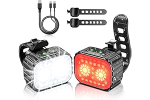 Oldowl Bike Lights, Super Bright Bike Light Set, IPX6 Waterproof Bike Lights, 8+12 Lighting Modes, USB Rechargeable LED Bicyc