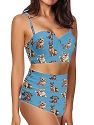 Howilath Women's Tummy Control Bikini Smocked Cute