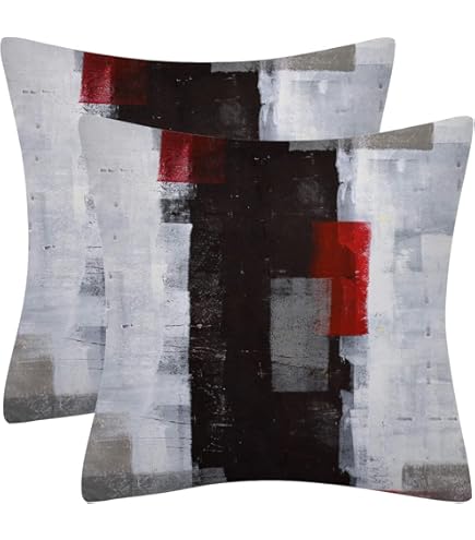 COLORPAPA Red And Black Throw Pillow Covers 18x18 Set - View #10