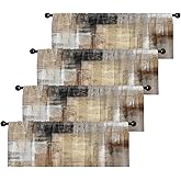 Emvency 4 Pack Valances Window Treatments, Brown Abstract Modern Art Blackout Drapes Adjustable Curtain for Windows Living Room Kitchen Over Sink, 18x52 Inch Rod Pocket Valances