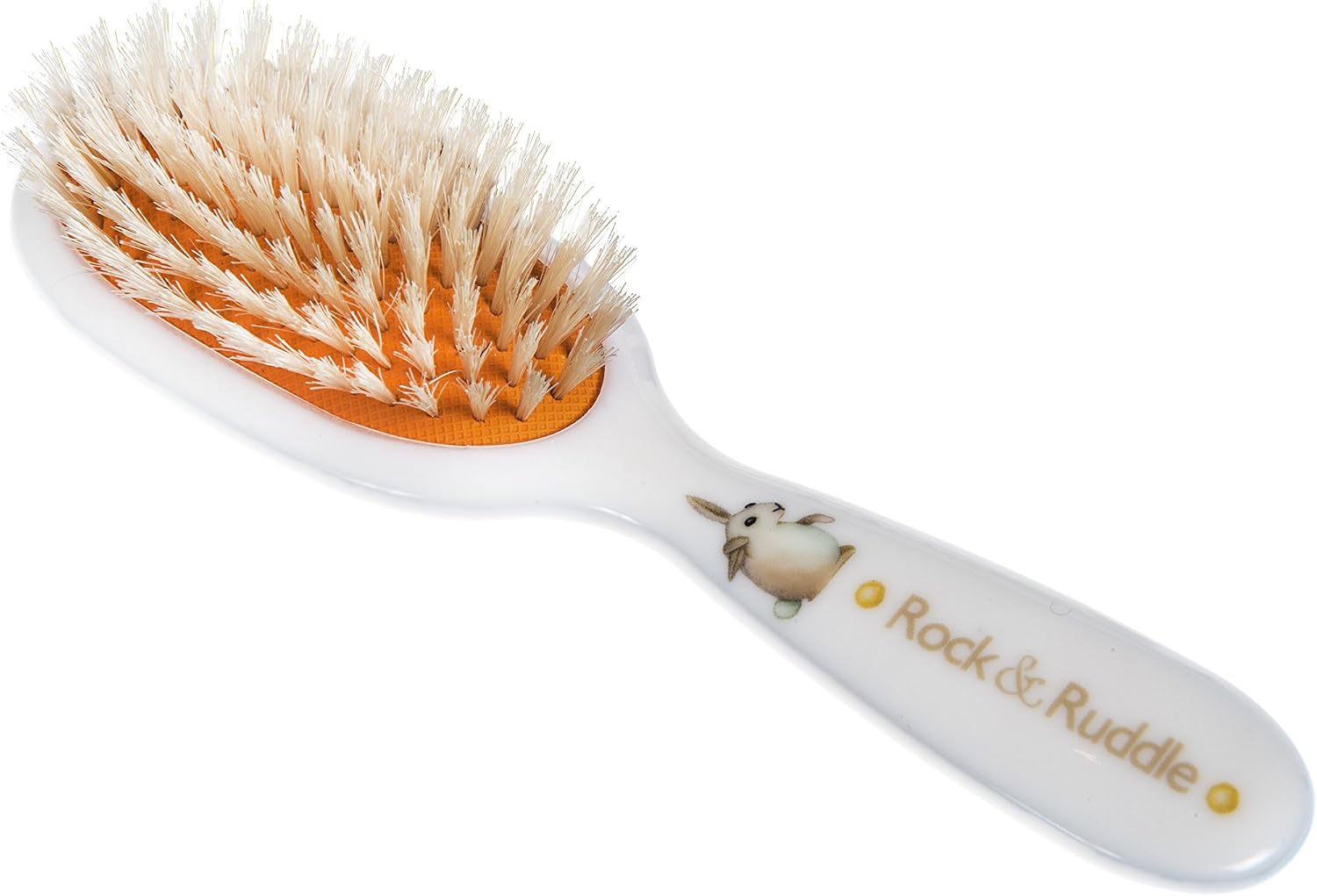 Rock & Ruddle Soft White Natural Boar Bristle Hairbrush for Babies and Young Children. Perfect for Fine Hair Detangling and Smoothing. Little Rabbits Design - Image 3