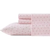 Laura Ashley - Queen Sheets, Cotton Percale Bedding Set, Lightweight & Breathable Home Decor (Scallop Dollop Pink, Queen)