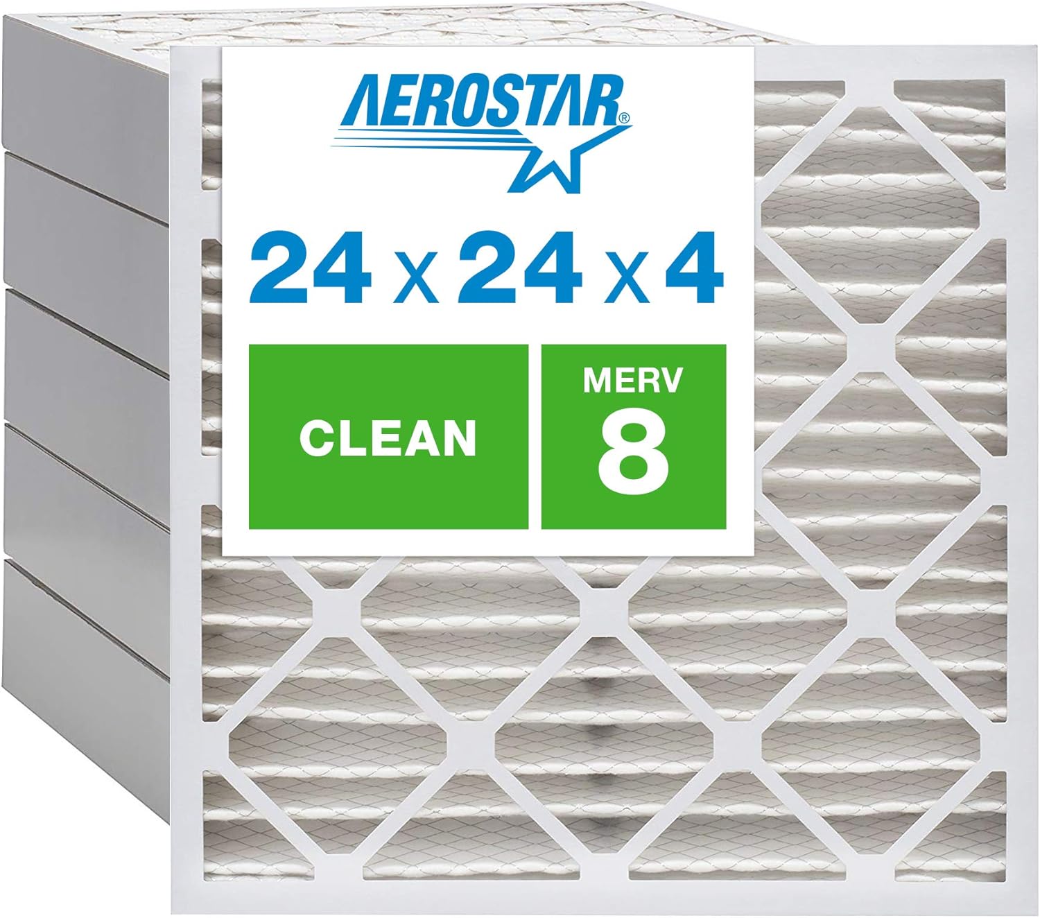 Aerostar 24 x 24 x 4 MERV 8 Pleated Air Filter, Pleated (Pack of 6
