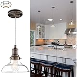 Mini Vintage Clear Glass Pendant Light, Edison Industrial Design Hanging Fixture Lights, Single Bulb Lighting for Kitchen Island, Living Room, Dining Room, 1-Pack by Lanros