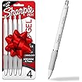 Sharpie S-Gel, Gel Pens, Drawing Pens, Gel Ink Pens For Journaling, Writing Pens, Coloring Pens, Medium Point Pens (0.7Mm), Pearl White Body, Black Gel Ink Pens, Stocking Stuffers, 4 Count