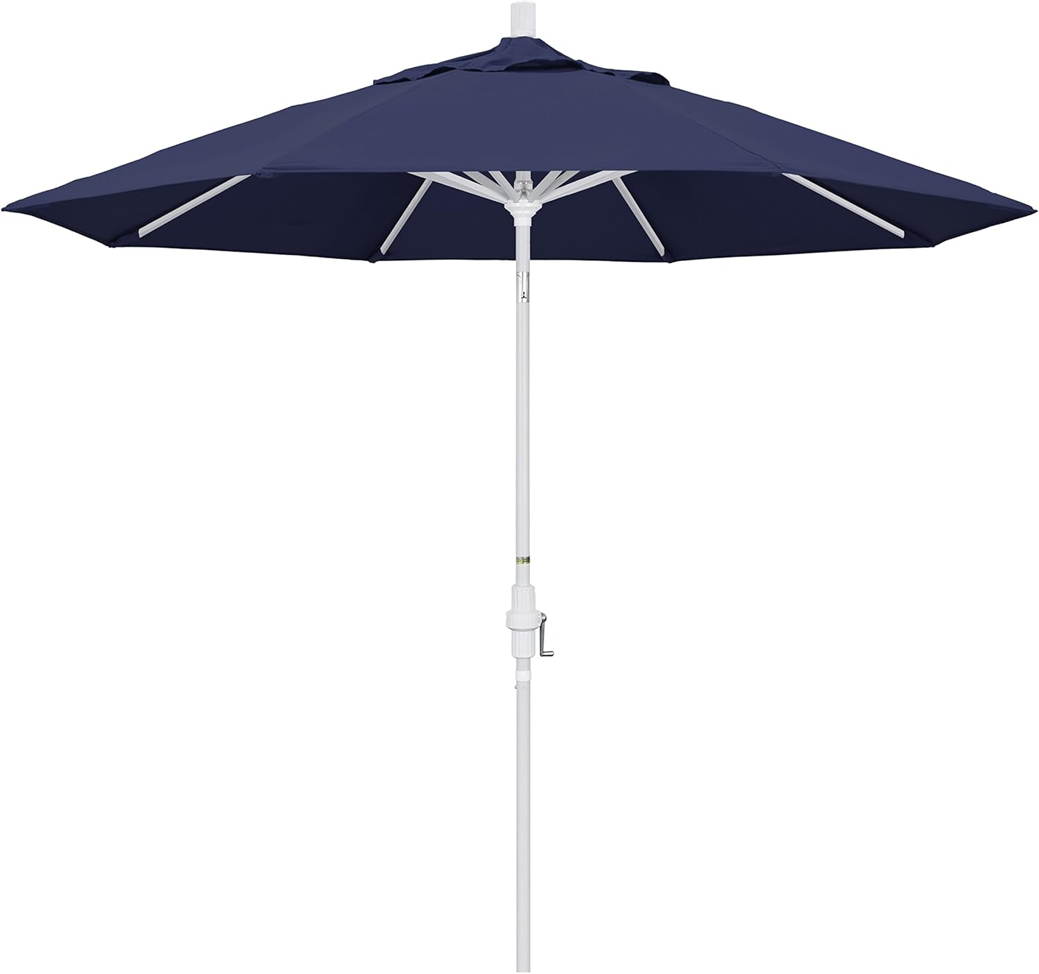 Amazon Com California Umbrella 9 Round Aluminum Market Umbrella Crank Lift Collar Tilt White Pole Navy Blue Olefin Patio Umbrellas Garden Outdoor