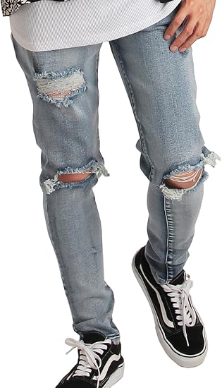 Amazon ラフタス Rafftas ダメージ加工 ストレッチスキニー デニムパンツ メンズ スキニー ジーンズ 通販