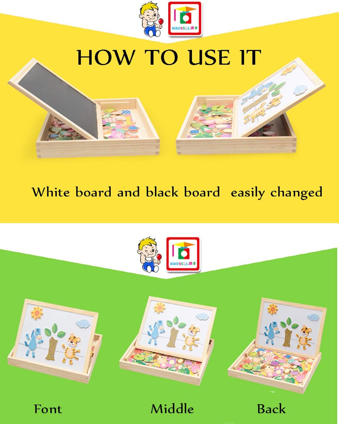 ODDODDY Educational Wooden Toys for Girls Boys Kids Children Toddlers Magnetic Drawing Board Puzzles Games Learning for Age 3 4 5 6 7 8 9 Year Old Gift Idea Birthday Halloween Christmas (kids2): Office Products