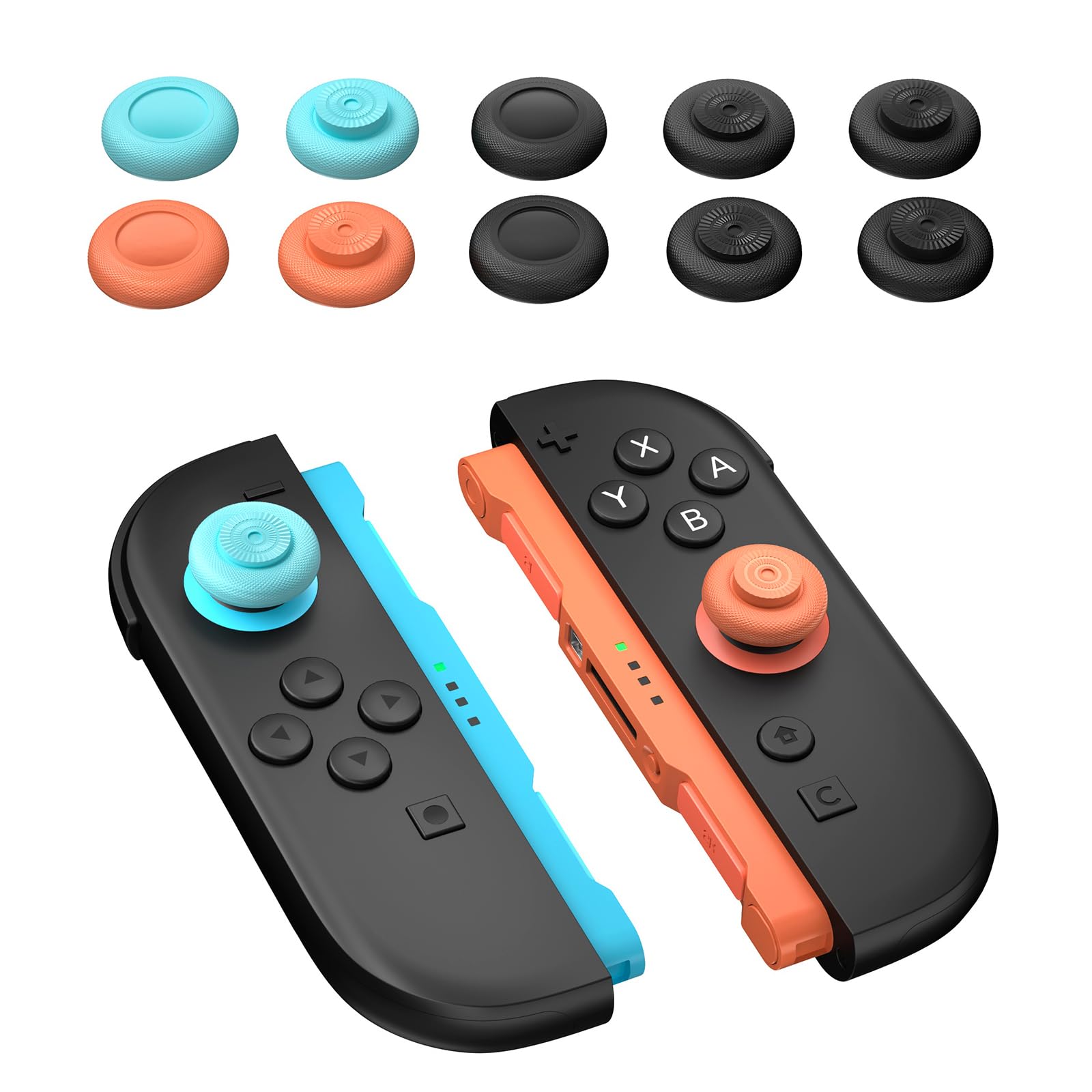 NEWDERY Thumb Grips for Nintendo Switch 2, Anti-Slip, Joycon Controller Caps, Ergonomic Design, Enhanced Gaming Grip, Comfortable & Durable, Joystick Grip Cover, Colorful, 6Pairs(12pcs)