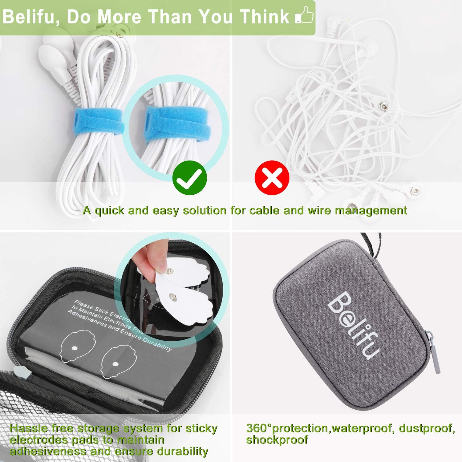 Belifu Dual Channel Tens Unit Electro Muscle Stimulator, Fully Isolated with Independent 24 Modes, Rechargeable Pulse Massager with Electrodes Pads for Neck Back Arms Chronic Pain Relief Body Building: Health & Personal Care