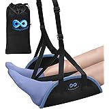 Everlasting Comfort Airplane Footrest - Ergonomic Adjustable Foot and Heel Hammock - Memory Foam Portable Air Plane Flying Tr