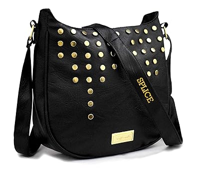 RAJESH COLLECTION - Mithraj Leather PU women & Girls casual Collage Office Stylish Latest shoulder bags (black)