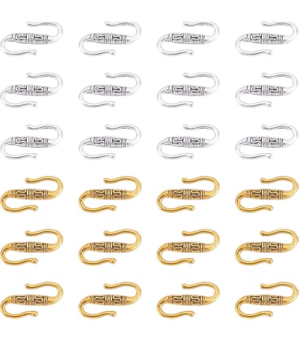 Fermoir S Crochet Pavé Diamants Pour Bijoux - Argent 925, 27x9mm, Fait Main, Inde