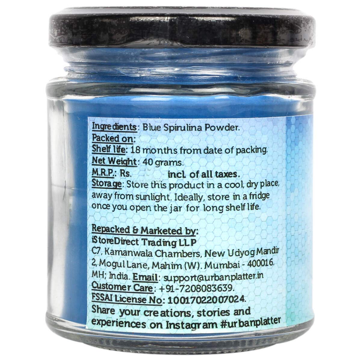 Urban Platter Blue Spirulina Powder, 40g [Phycocyanin Extract, All