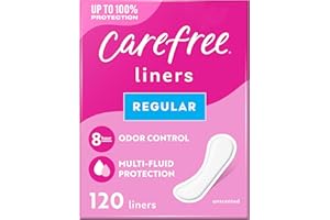 Carefree Acti-Fresh Panty Liners, Soft and Flexible Feminine Care Protection, Regular, 120 Count