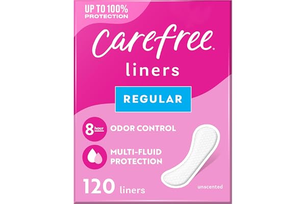 Carefree Acti-Fresh Panty Liners, Soft and Flexible Feminine Care Protection, Regular, 120 Count