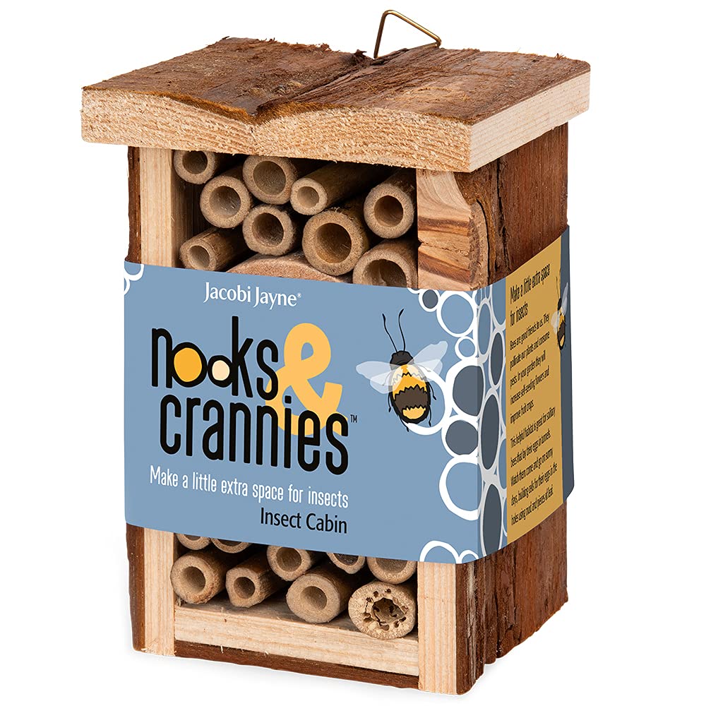 Jacobi Jayne - Nooks & Crannies Insect Cabin - Wooden Insect Bee House Natural Wood - FSC certified