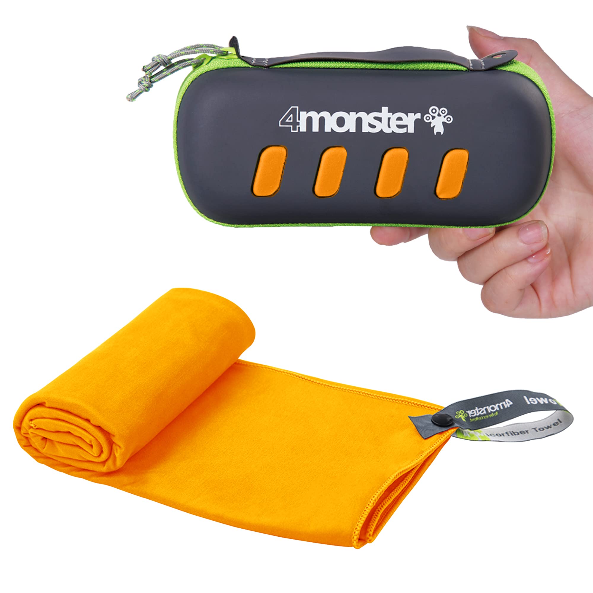 Photo 1 of 4Monster Microfiber Towel, Travel Towel, Camping Towel, Fast Drying, Soft Light Weight, Suitable for Gym, Beach, Swimming, Backpacking and More (Orange, Large (26 x 55.1 inches))