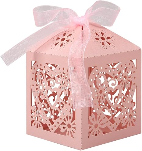 Amazon.com: Lucky Monet - Caja de regalo para caramelos de boda, caja de regalo de chocolate, para boda, cumpleaños, despedida de soltera, con cinta, 25/50/100 unidades, 50pcs: Everything Else