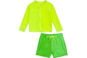 SwimZip Boys' Long Sleeve Rash Guard & Swim Shorts Set - UPF 50+ Sun Protection