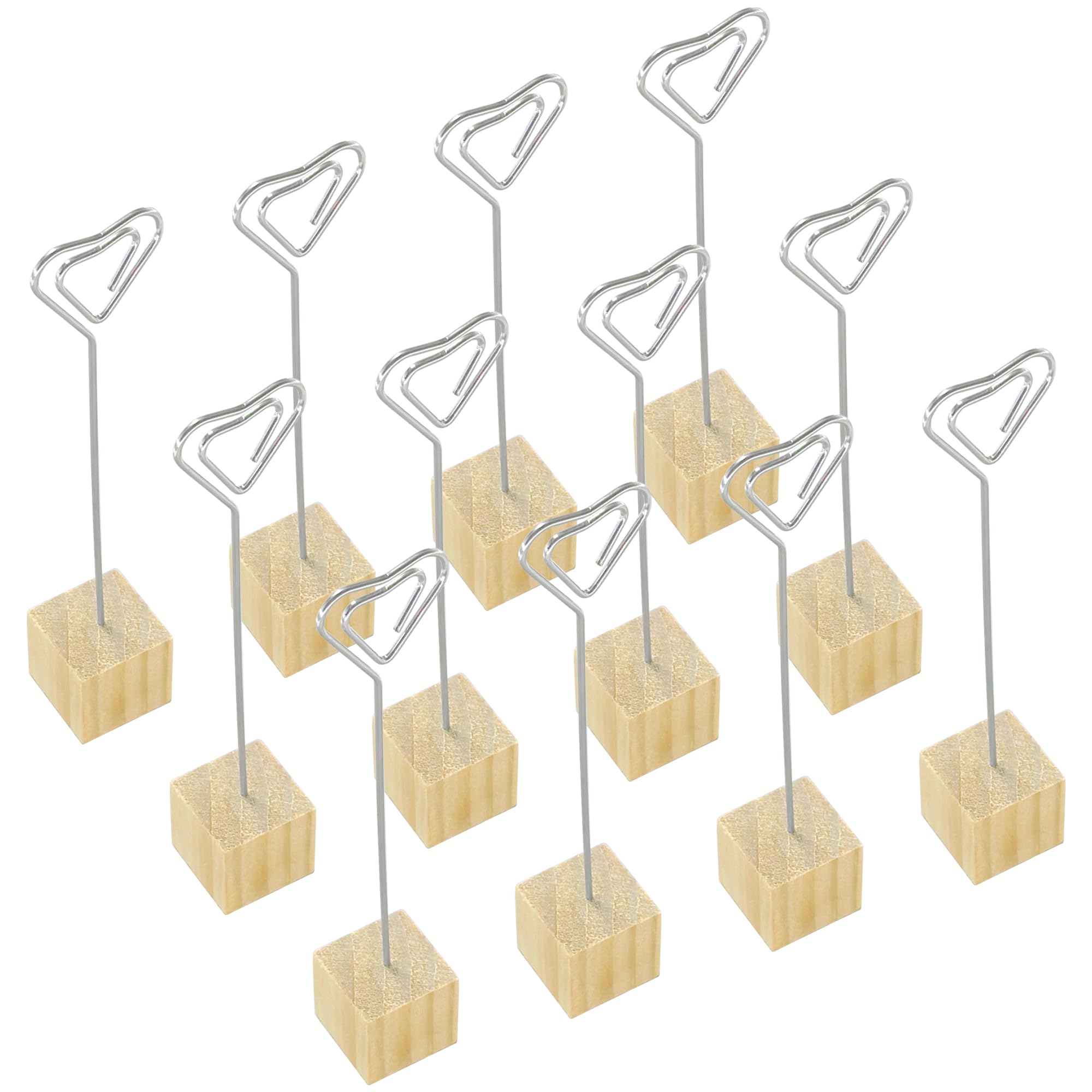 12 PCS Memo Holders with Mount,Card Photo Clips,Price Tag Holders (Heart-Shaped, 25mm)