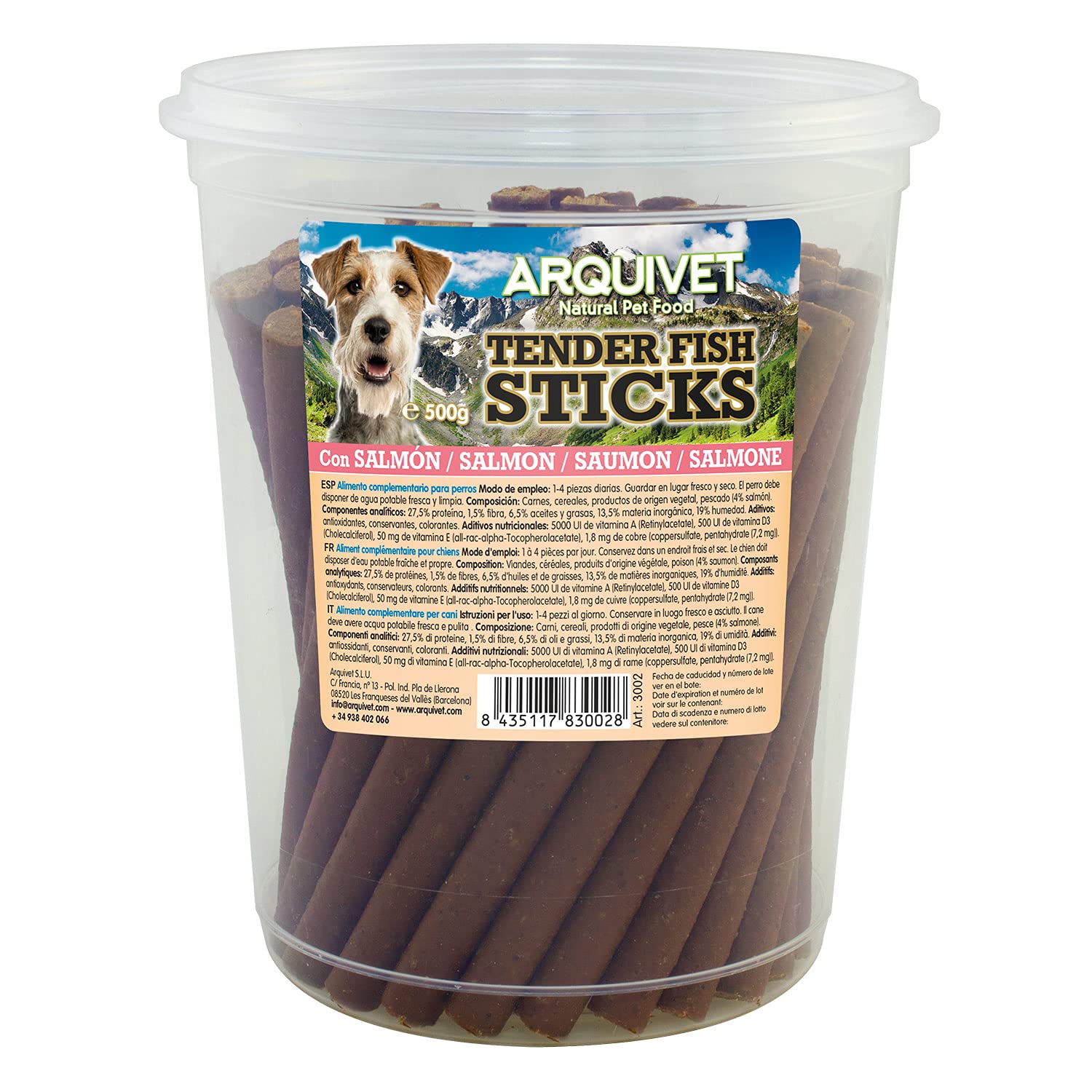 Arquivet - Tender Fish Sticks - Salmon 500 g - Dog treats