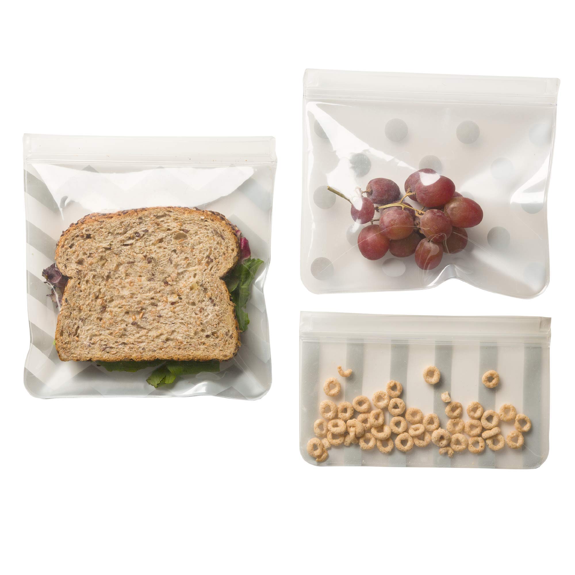 J.L. Childress See 'N Save 3 Piece Reusable Food and Snack Bag, Grey