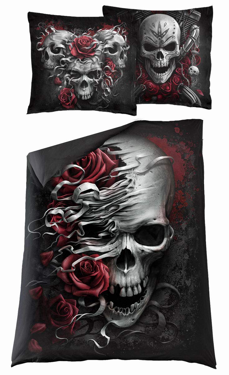 Spiral - Skulls N' Roses - Single Duvet Cover + UK And EU Pillow case - L