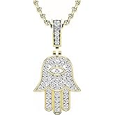 Dazzlingrock Collection 0.25 Ctw Round White Natural Diamond Ladies Small Hamsa Hand of Fatima Charm Pendant 1/4 CT