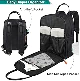 NUBILY Baby Changing Backpack Rucksack with Insulated Bottles Black 26L view 4