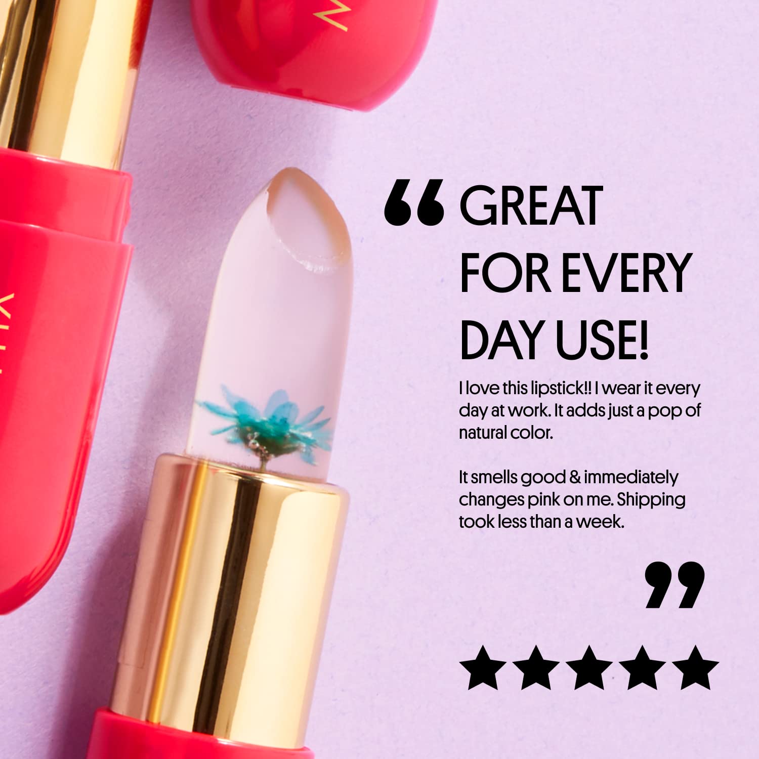Winky Lux Flower Balm, pH Lip Balm, Color Changing Lipstick and Tinted, Vegan & Cruelty Free Lip Balm, Hydrate & Plump, Sheer Pink Lipstick, Blue Flower with Vanilla Scent