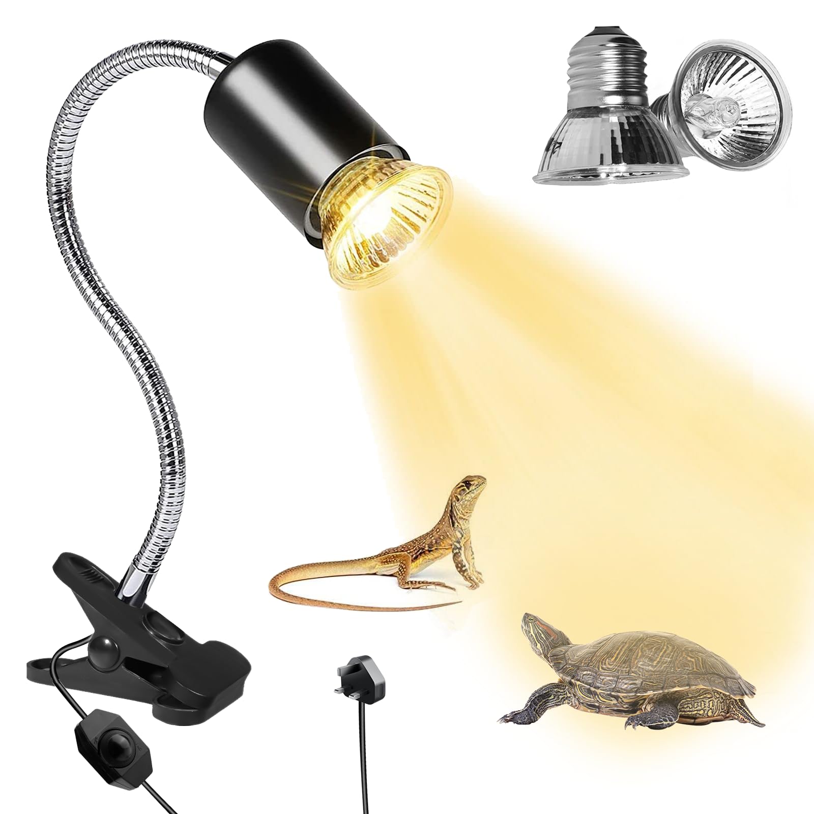 YOYIAG Tortoise Heat Lamp Reptile Kit 25W 50W Reptile Heat Lamp, Turtle Lights Clip, Pet Heating Light Lamp for Terrarium and Aquariaum, Reptile Basking Light for Tortoise, Lizards, Amphibian
