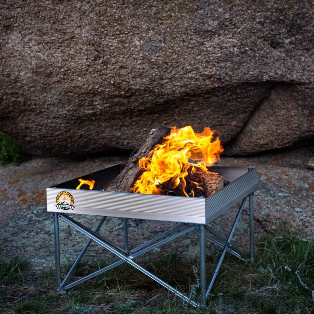 FIRESIDE OUTDOOR Pop-Up Fire Pit | Portable and Lightweight | Fullsize 24 Inch | Weighs 7 lbs. | Never Rust Fire Pit | Heat Shield NOT Included : Garden & Outdoor