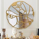 Pregaspor Round Wall Mirrors Decorative, 31.5'' Irregular Frame Gold Mirror for Wall Decor, Large Wall Mirror for Living Room, Entryway, Bedroom