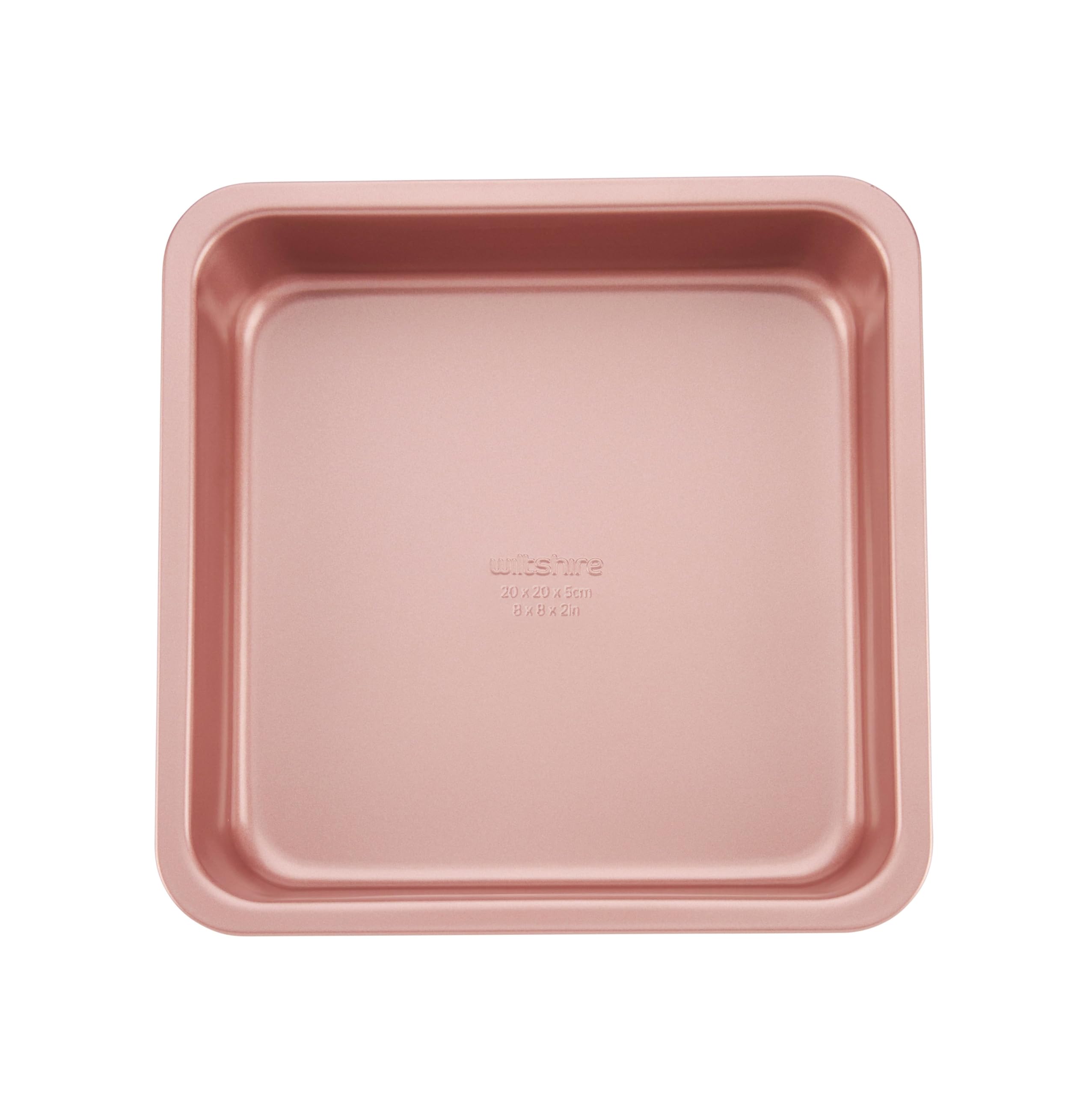 Wiltshire Rose Gold Square Cake Pan, PFOA PTFE Free, Robust Cake Pan, Non-Stick Coating, Coated Baking Pie Tin, Cake Mould, Sheet Steel Bakeware, 22x22x5cm