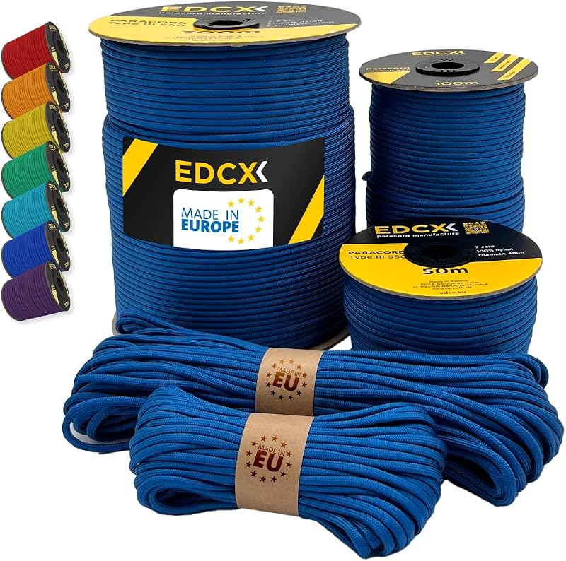 EdcX Paracord 4mm 550 Type III 10m 15m 30m 50m 100m 300m Turquoise
