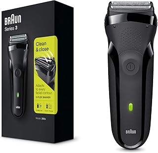 Braun Series 3 Elektrorasierer, 3 flexible Klingen, wiederaufladbar und kabelloser Rasierer, 30 Minuten Akkulaufzeit, abwaschbar, schwarz