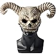 Kuberas Demon Skull Mask Devil Antelope Sheep Horn Full Head Mask Animal Skull Mask Ram Horns Scary Halloween Mask for Adult