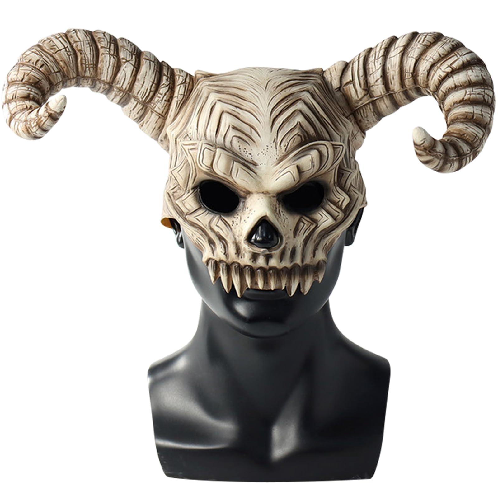 Infinity Gauntlet Demon Skull Mask Devil Antelope Sheep Horn Full Head Mask Animal Skull Mask Ram Horns Scary Halloween Mask for Adult Kids