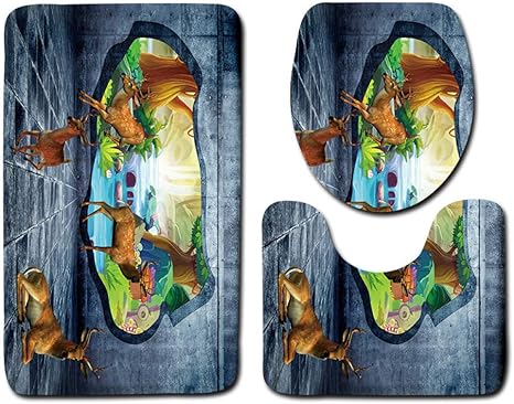 Dengjiam Badematte 3-teilige Badezimmermatten-Sets Badezimmer