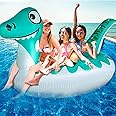 TURNMEON Giant Dinosaur Inflatable Pool Float Ride-on with Handles, Summer Beach Swimming Pool Party Games, Kids & Adults Dinosaur Toy Island (125" x 47" x 49")