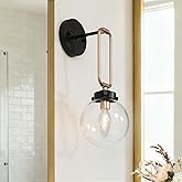 KSANA Black and Gold Wall Sconce, 1-Light Wall Mounted Light Fixtures 14.5" H Mid-Century Modern Sconce Wall Lighting for Bed