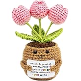 Positive Crochet Tulip Gift - Proud of The Work You Do & Person You are - Inspirational Encouragement for Graduation, Promotion, Retirement