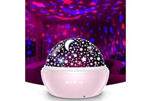 VANSHINIEER Star Projector Night Light for Kids Pink Forest Animal Projector for Girls Bedroom Decor, 360 Degree and 15 Colors Mode, Best Toy Gifts for 2-12 Year Old Boys Girls Baby Teens(Pink)