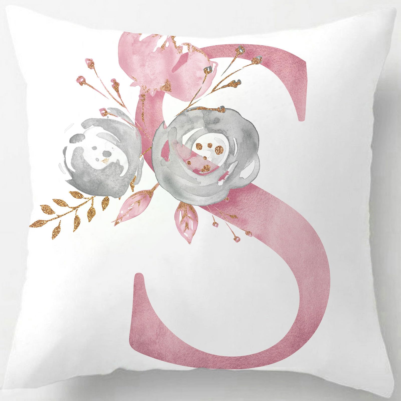 Tillskuch Pink Cushion Covers Cute Alphabet Decorative Throw Pillow Cover Square Letter Pillow Protectors for Sofa Couch Bedroom Chair Home Decor 45cm x 45cm(S) — image 1